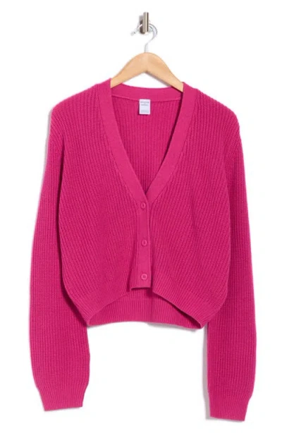 Melrose And Market Button-up Cropped Knit Cardigan In Pink