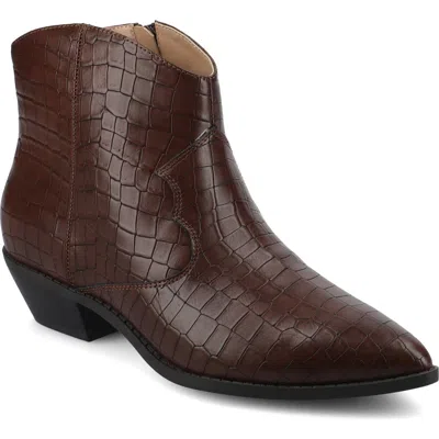 Journee Collection Women's Taliah Cuban Heel Comfort Ankle Booties In Brown