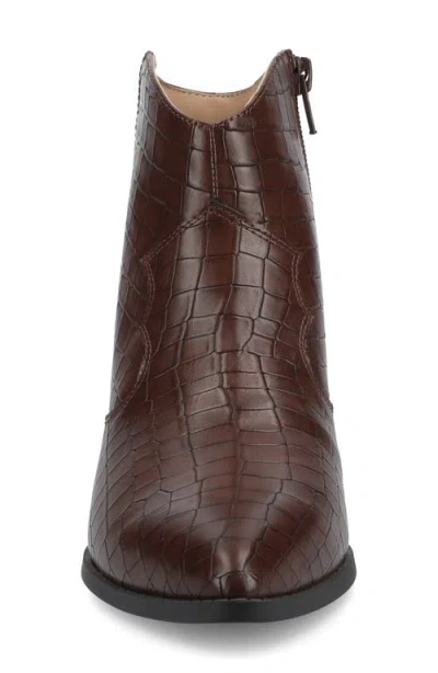 Journee Collection Women's Taliah Cuban Heel Comfort Ankle Booties In Brown