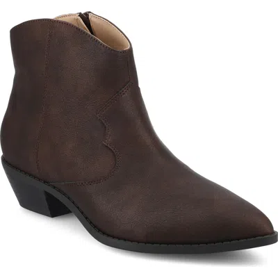 Journee Collection Women's Taliah Cuban Heel Comfort Ankle Booties In Brown
