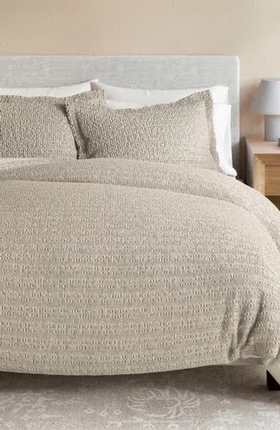 Woven & Weft Waffle Cotton Reversible Duvet & Sham Set In Brown