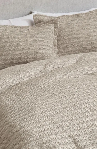 Woven & Weft Waffle Cotton Reversible Duvet & Sham Set In Brown