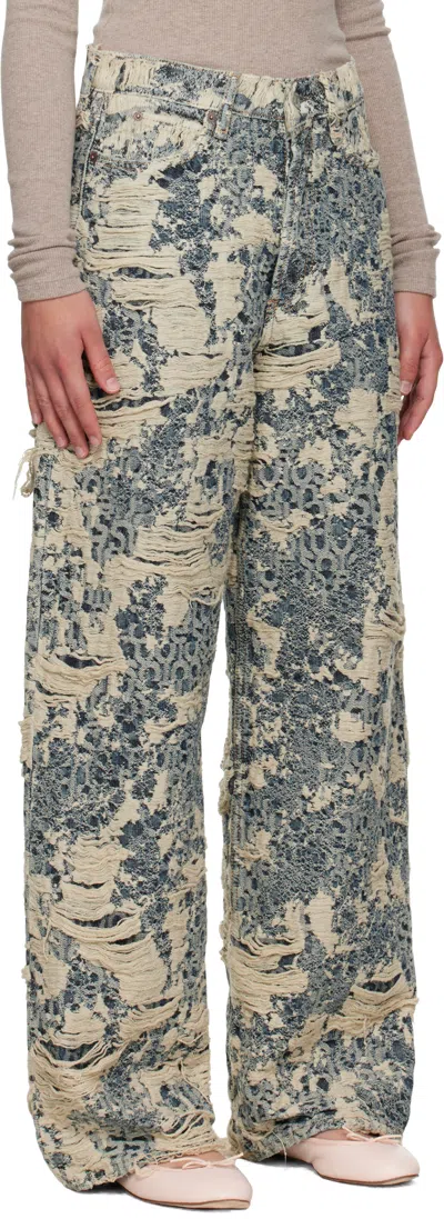 Acne Studios 1981 Distressed Mid-rise Wide-leg Organic Jeans In Multi