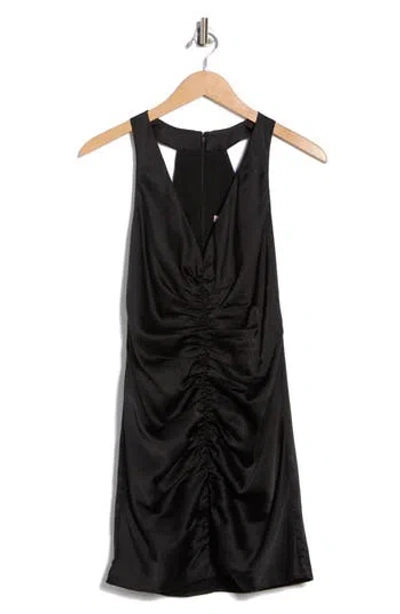 Hutch Ruched Front Sequin Minidress In Black