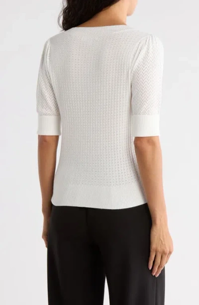 Dr2 By Daniel Rainn Pointelle Stitch Sweater In White