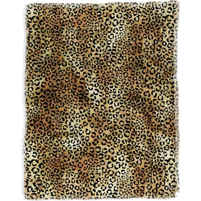 Deny Designs Leopard Print Fringe Trim Throw Blanket In Animal Print