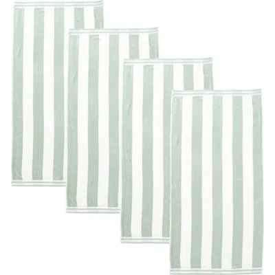 Woven & Weft 4-pack Oversize Stripe Beach Towels In Blue