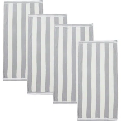 Woven & Weft 4-pack Oversize Stripe Beach Towels In Gray