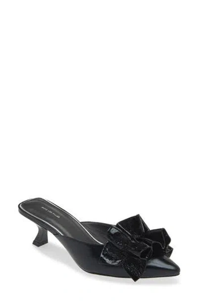Kaanas Bella Ruffle Kitten Heel Mule In Black