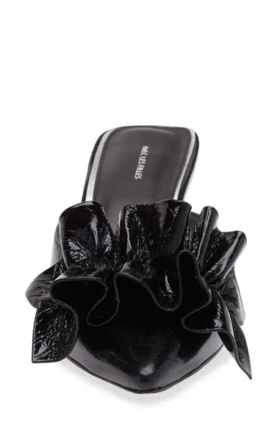 Kaanas Bella Ruffle Kitten Heel Mule In Black