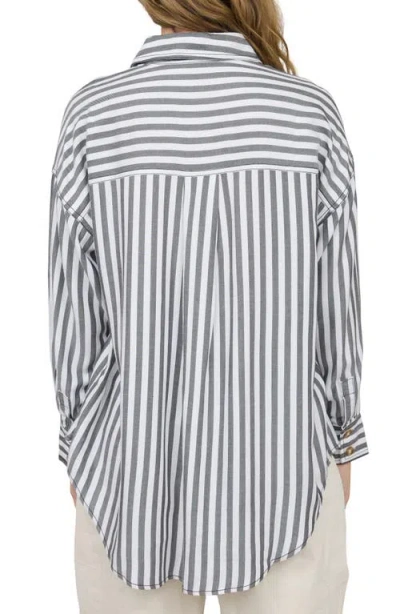 Blu Pepper Stripe Button Down Top In Black