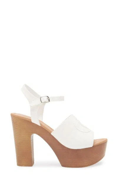 Wild Diva Lounge Stormy Block Heel Platform Sandal In White