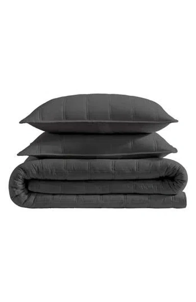 Kenneth Cole Reaction Stonewashed Solid Microfiber Quilt & Sham Set In Gray