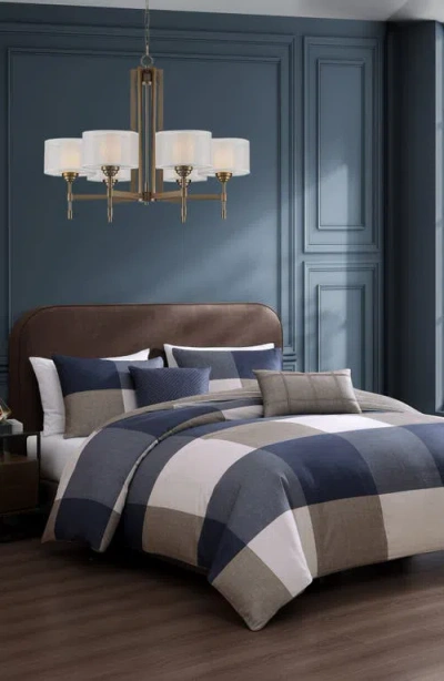 Bebejan Checkered Reversible 5-piece Comforter Set In Blue
