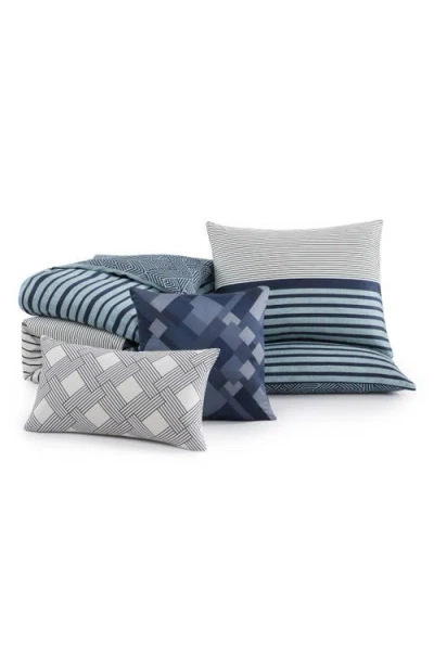 Bebejan Blue Geo Lines 5-piece Reversible Comforter Set In Blue