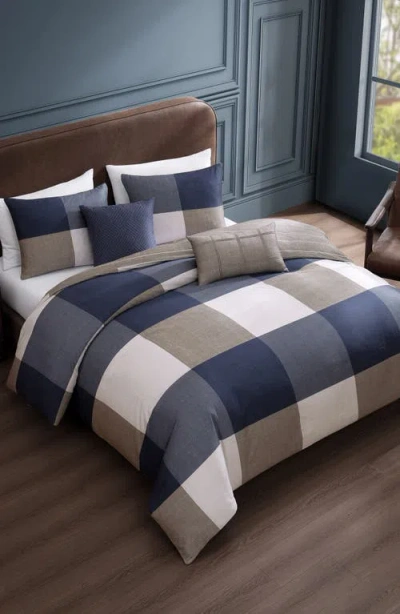 Bebejan Checkered Reversible 5-piece Comforter Set In Blue