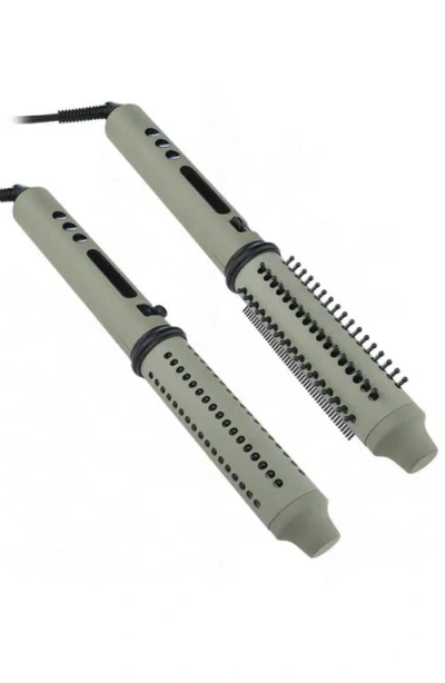 Stylecraft Sage 2-in-1 Rectractable Hot Brush Curling Wand In Green