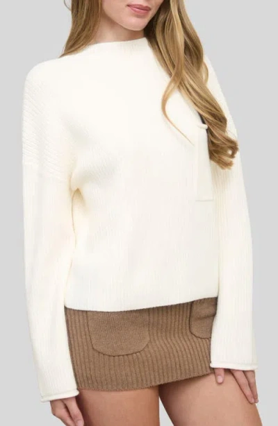 Blu Pepper Mock Neck Long Sleeve Sweater In White