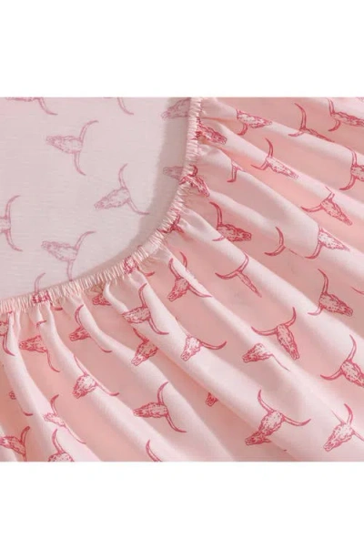Wrangler Steer Skull Print Microfiber Sheet Set In Pink