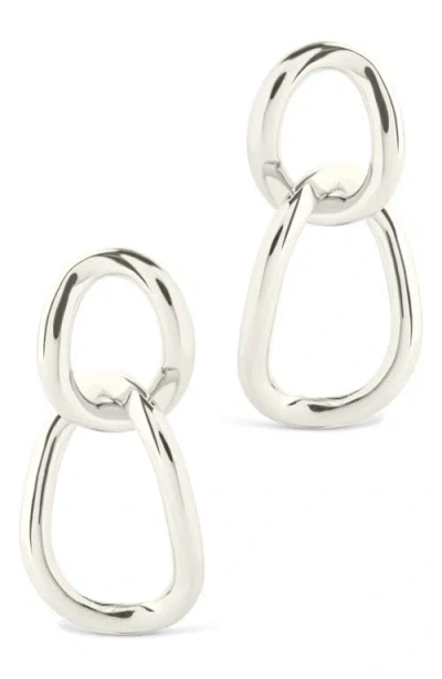 Sterling Forever Cruz Double Link Drop Earrings In Metallic