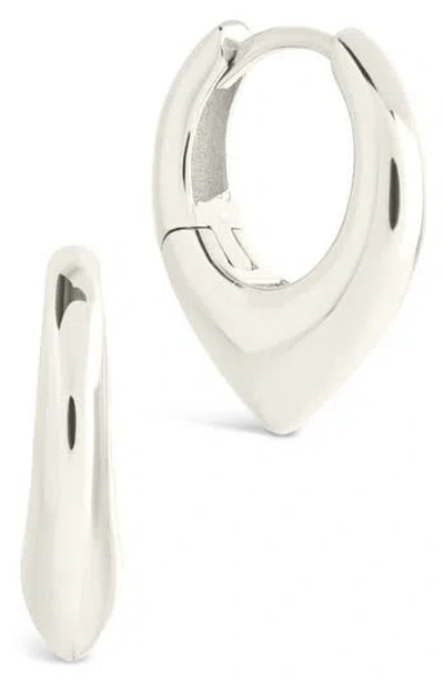 Sterling Forever Colby Pointed Teardrop Hoop Earrings In Metallic
