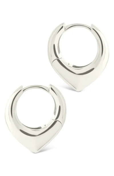 Sterling Forever Colby Pointed Teardrop Hoop Earrings In Metallic