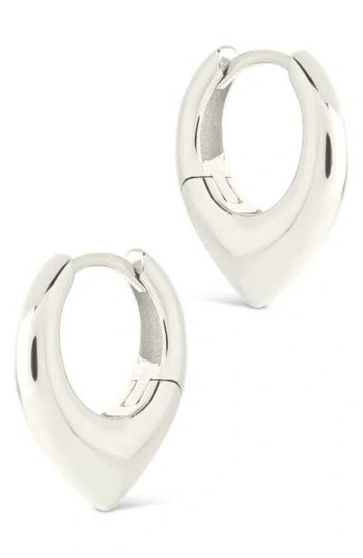 Sterling Forever Colby Pointed Teardrop Hoop Earrings In Metallic