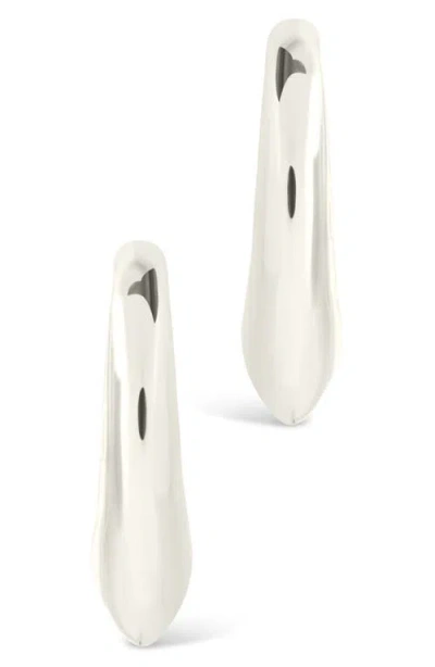 Sterling Forever Colby Pointed Teardrop Hoop Earrings In Metallic