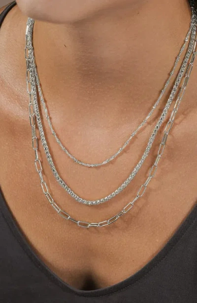 Sterling Forever Parisa Layered Chain Necklace In Metallic