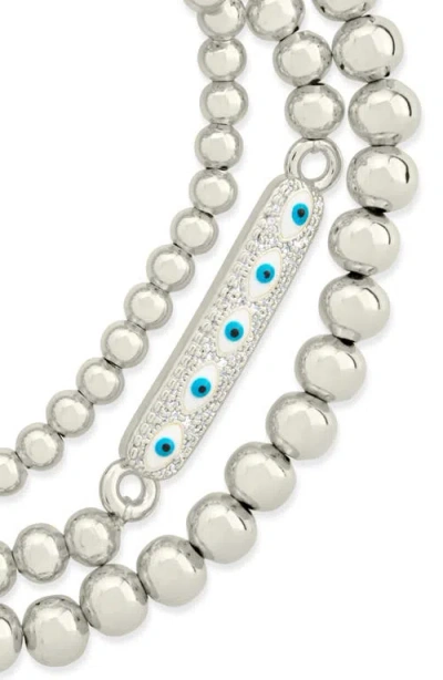 Sterling Forever Cz Evil Eye Set Of 3 Bracelet In Silver