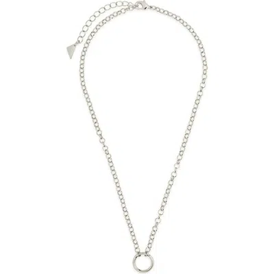 Sterling Forever Simple Link Pendant Chain Necklace In Metallic