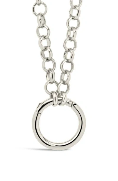Sterling Forever Simple Link Pendant Chain Necklace In Metallic