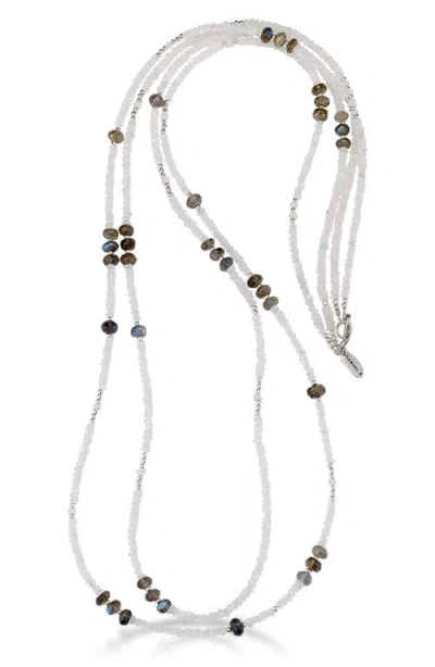 Samuel B. Beaded Labradorite & Chalcedony Layered Necklace In White