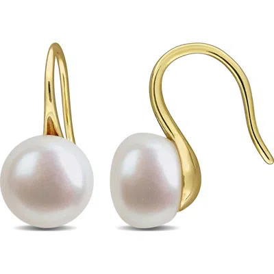 Delmar Cultured Freshwater Pearl Drop Earrings In Gold