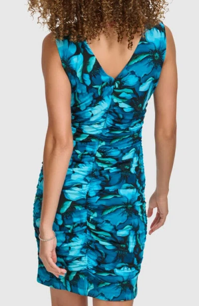 Siena Printed Jersey Knit Mini Dress In Blue