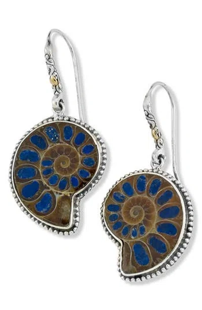 Samuel B. Lapis Ammonite Fossil Drop Earrings In Multi