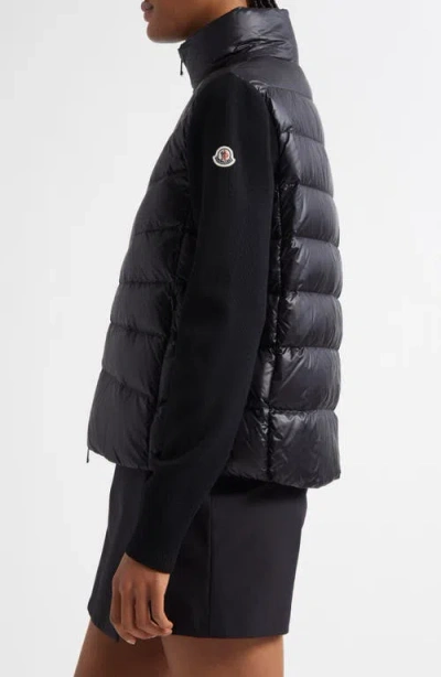 Moncler Womens Black Funnel-neck Brand-patch Regular-fit Shell-down Jacket In Black