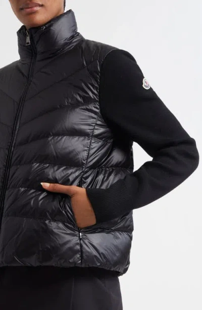 Moncler Womens Black Funnel-neck Brand-patch Regular-fit Shell-down Jacket In Black