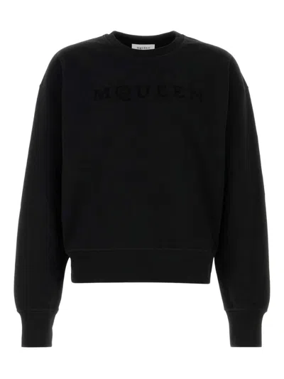 Alexander Mcqueen Logo Printed Crewneck Sweatshirt In Black