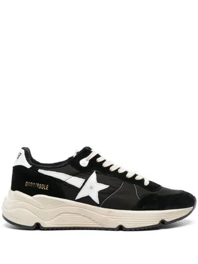 Golden Goose Black Leather Sneakers With Contrasting Design Elements In Black