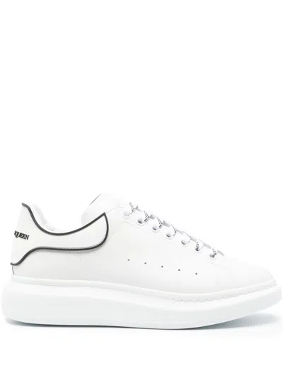 Alexander Mcqueen Chunky Leather Sneakers Featuring Perforated Profiles In White
