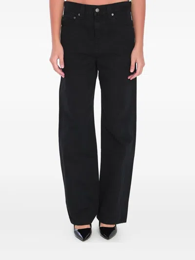 Khaite Bacall Low Rise Straight Jeans In Black