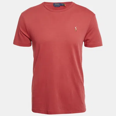 Pre-owned Polo Ralph Lauren Red Embroidered Polo Pony Cotton T-shirt M
