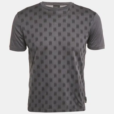 Pre-owned Emporio Armani Grey Printed Jersey Crewneck T-shirt S In Gray