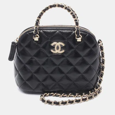 Pre-owned Chanel Matelasse Crossbody Chain Shoulder Bag Lambskin Black Ghw