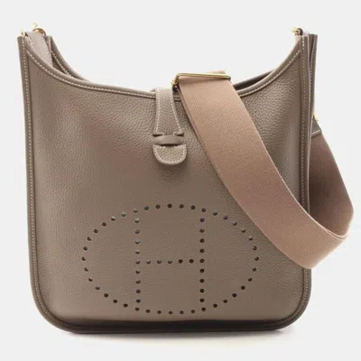 Pre-owned Hermes Evelyne 3 Trois Pm Etoupe Grey In Gray