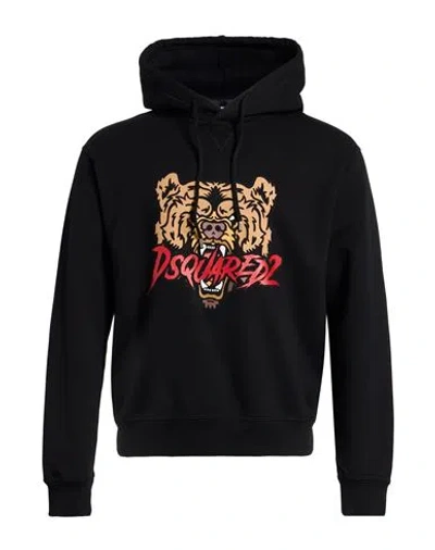 Dsquared2 Black Hoodie With Drawstring Hood And Maxi Logo Print On The Front In Black