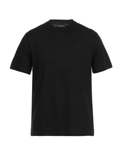 Emporio Armani Embroidered-logo T-shirt In Black