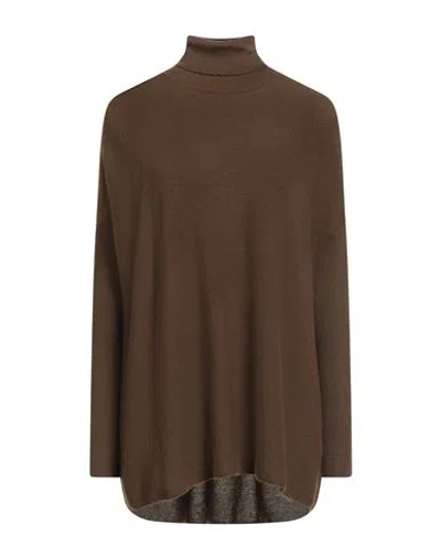 Gentryportofino Woman Turtleneck Dark Green Size 16 Cashmere In Brown