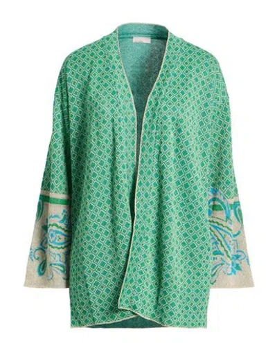 Liu •jo Woman Cardigan Green Size M Viscose, Polyamide, Metallic Polyester In Green